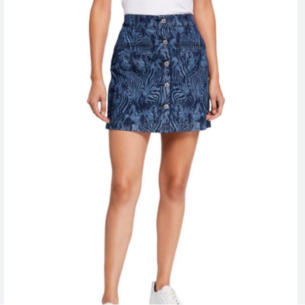 7 for All Mankind Zebra Button Down High Rise Mini Denim Jean Skirt Size 26